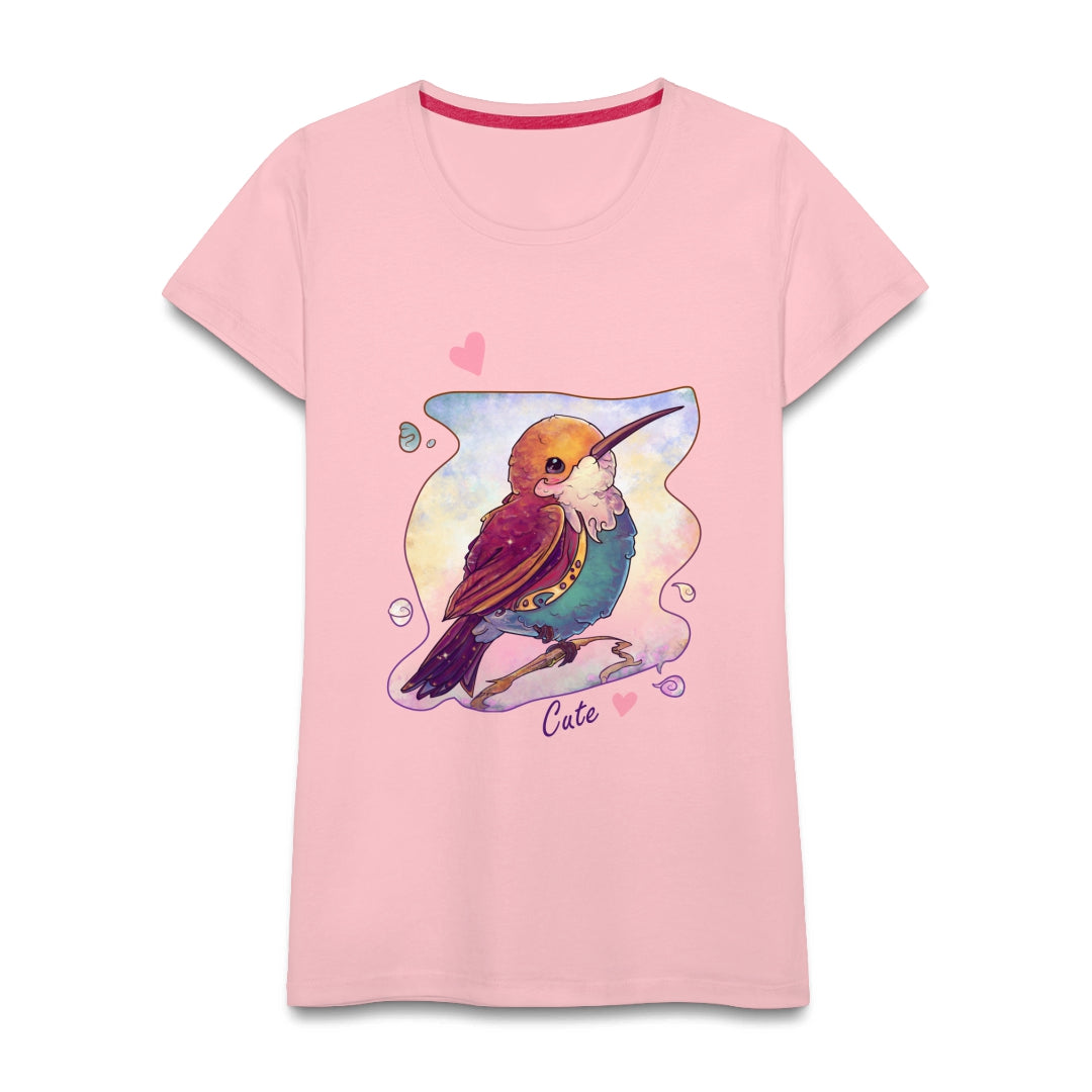 Women_sPremiumT-Shirt-Hummingbirdlovers-Cutehearts-Pink