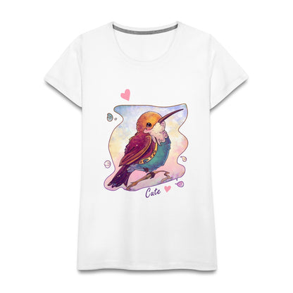 Women_sPremiumT-Shirt-Hummingbirdlovers-Cutehearts-White