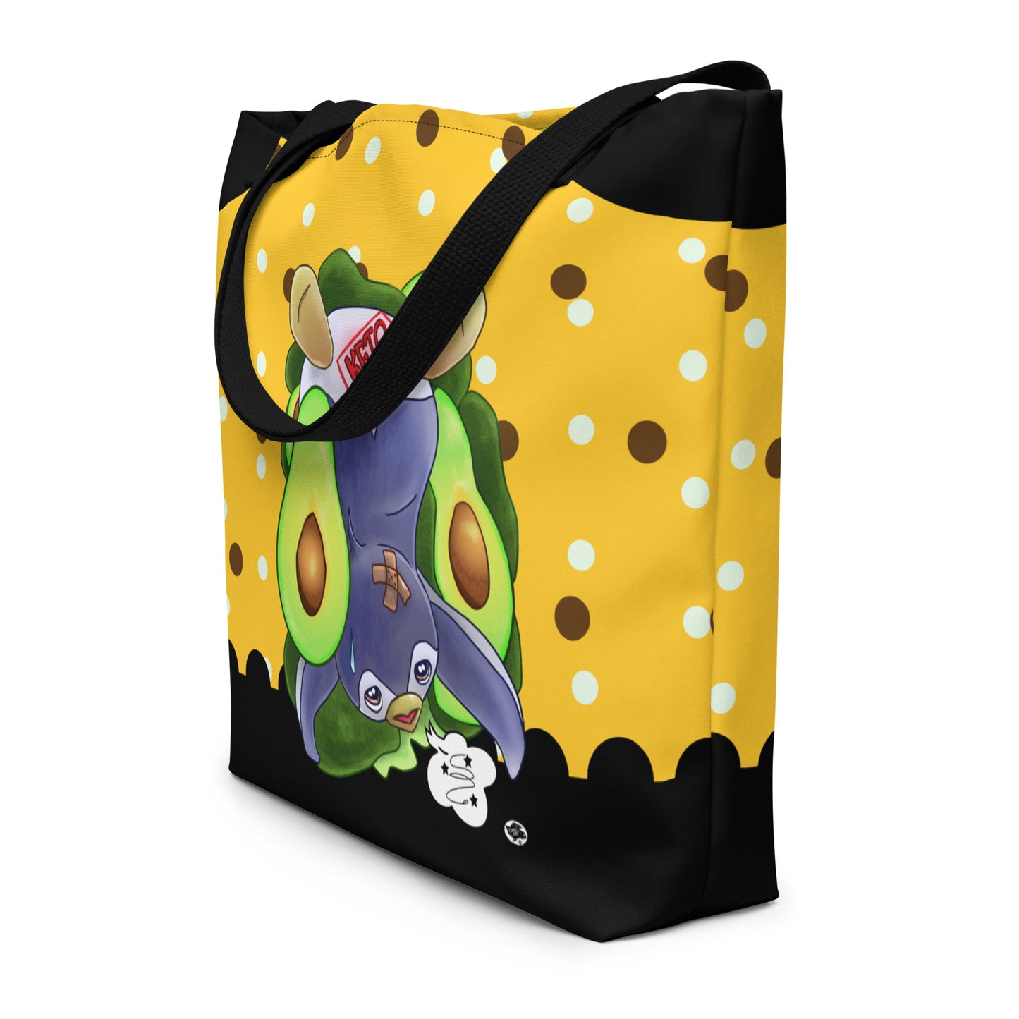 Large Tote Bag With Pocket Inside - Keto Penguin Avocados - 3 Colors