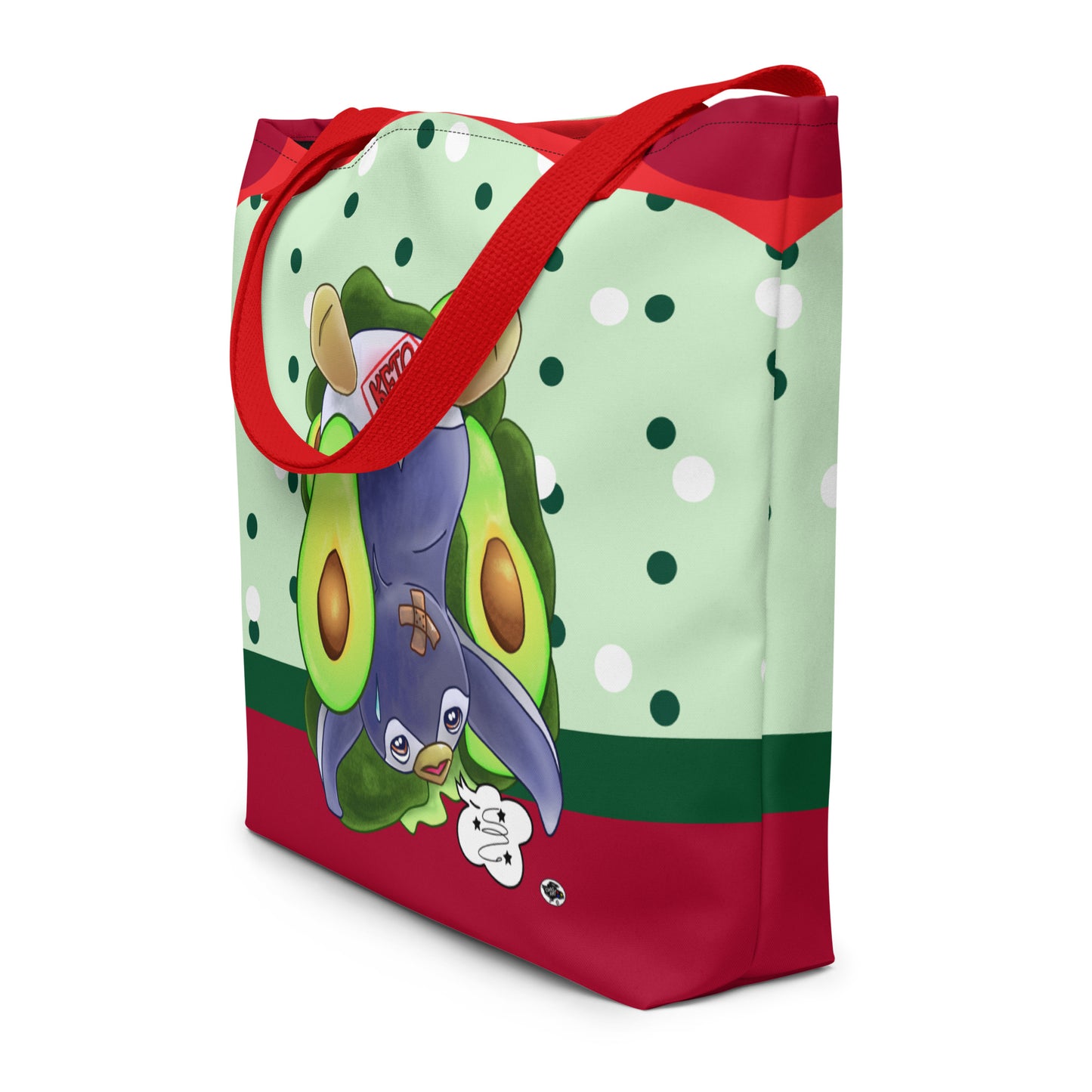 Large Tote Bag With Pocket Inside - Keto Penguin Avocados - 3 Colors