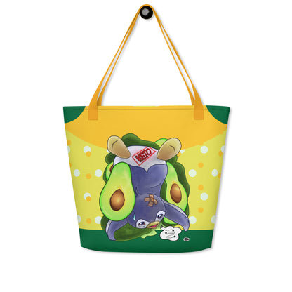 Large Tote Bag With Pocket Inside - Keto Penguin Avocados - 3 Colors