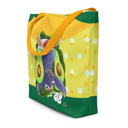 Large Tote Bag With Pocket Inside - Keto Penguin Avocados - 3 Colors