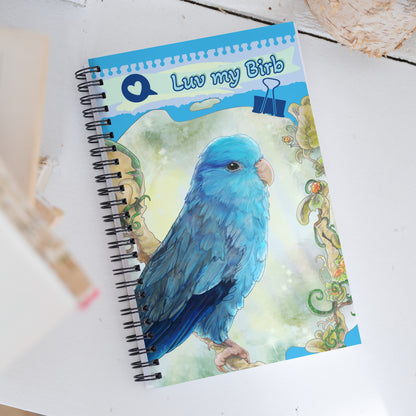 Spiral Bullet journal - Notebook with dotted sheets - Blue Parrotlet - Love my Birb