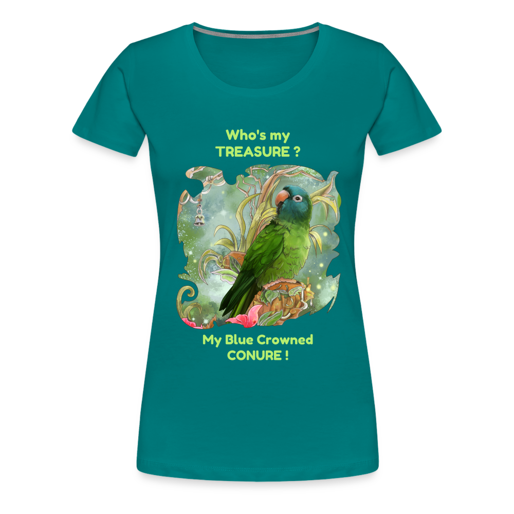 Women’s Premium T-Shirt - My Treasure - My Blue Crowned Conure - teal