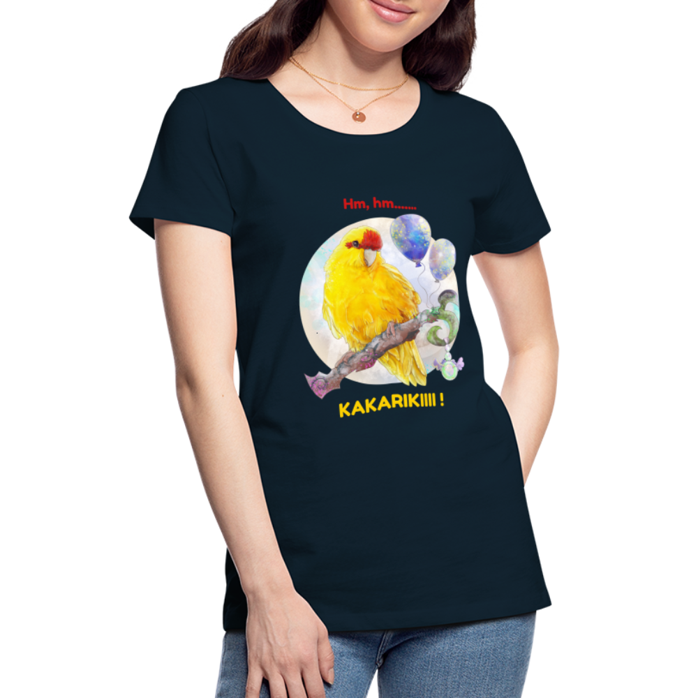 Women’s Premium T-Shirt - Kakariki lovers - Parrot meme - deep navy