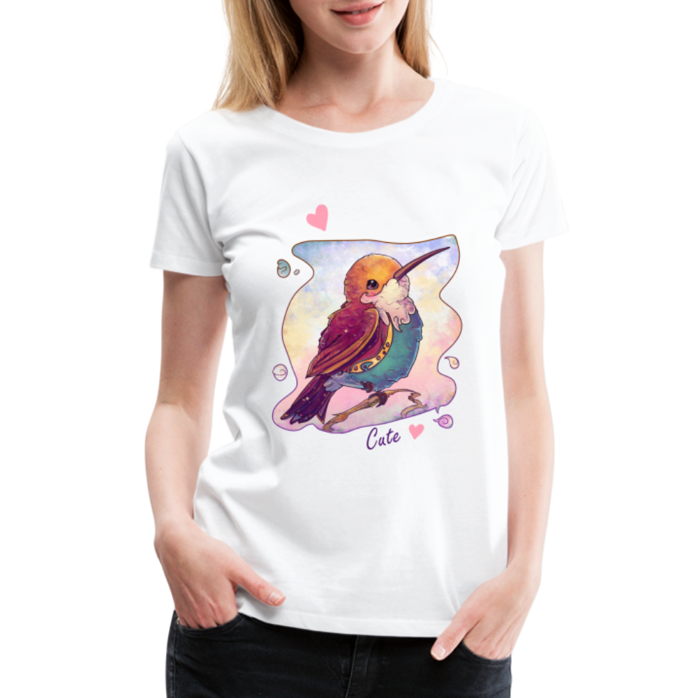 Women’s Premium T-Shirt - Hummingbird lovers - Cute hearts - white