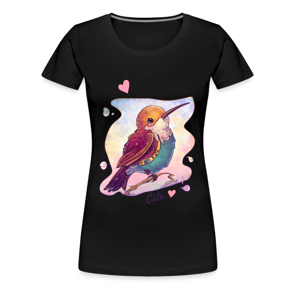 Women’s Premium T-Shirt - Hummingbird lovers - Cute hearts - black