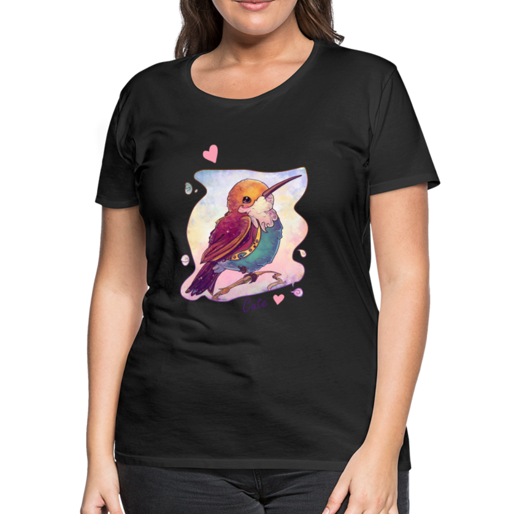 Women’s Premium T-Shirt - Hummingbird lovers - Cute hearts - black