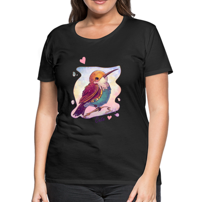 Women’s Premium T-Shirt - Hummingbird lovers - Cute hearts - black