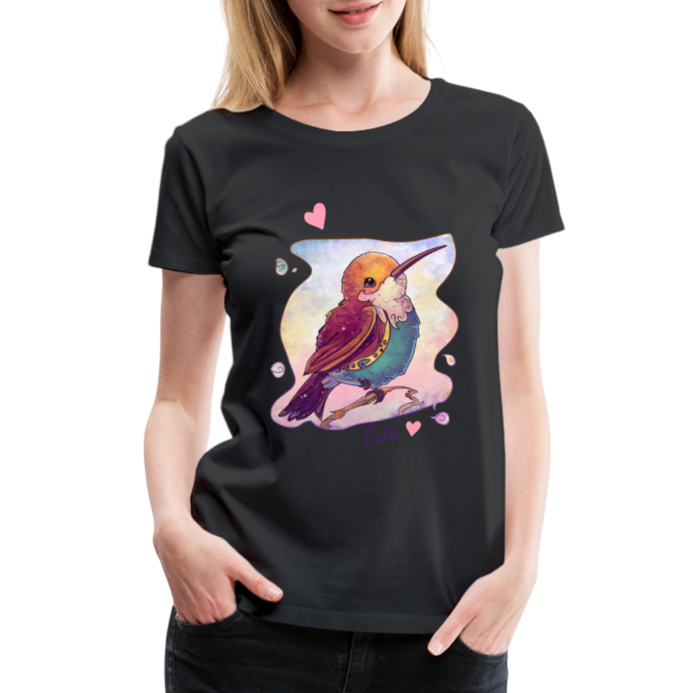 Women’s Premium T-Shirt - Hummingbird lovers - Cute hearts - black