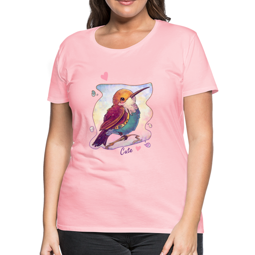 Women’s Premium T-Shirt - Hummingbird lovers - Cute hearts - pink