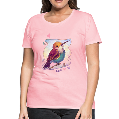 Women’s Premium T-Shirt - Hummingbird lovers - Cute hearts - pink