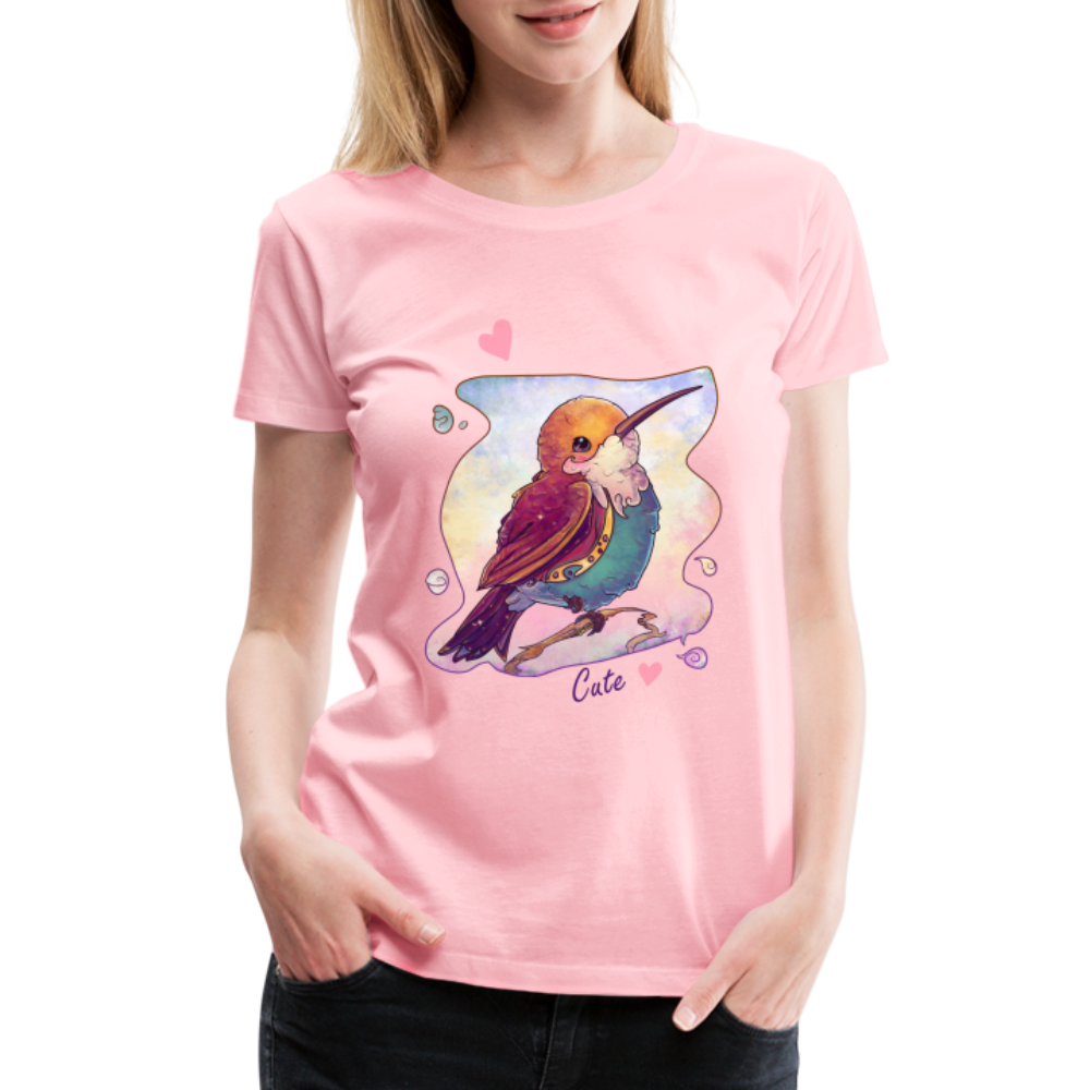 Women’s Premium T-Shirt - Hummingbird lovers - Cute hearts - pink