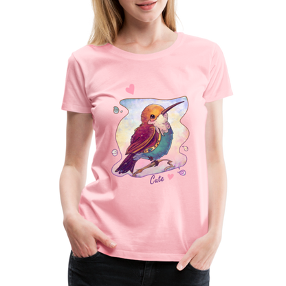 Women’s Premium T-Shirt - Hummingbird lovers - Cute hearts - pink