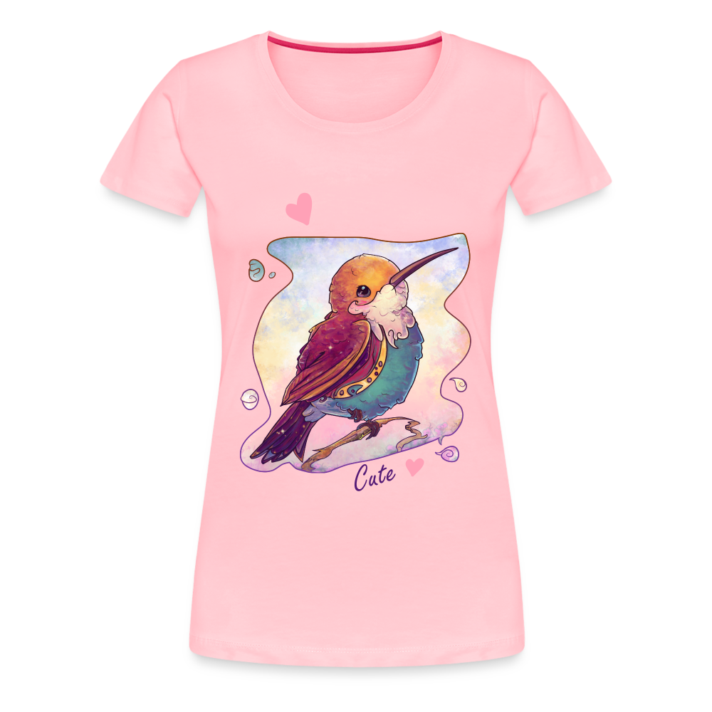 Women’s Premium T-Shirt - Hummingbird lovers - Cute hearts - pink